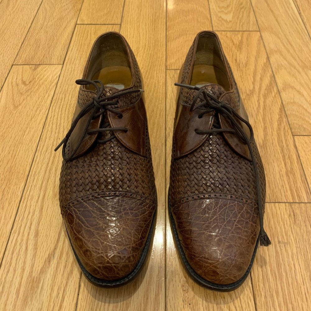 Mezlan Mens Brown Crocodile Dress Oxfords - 11